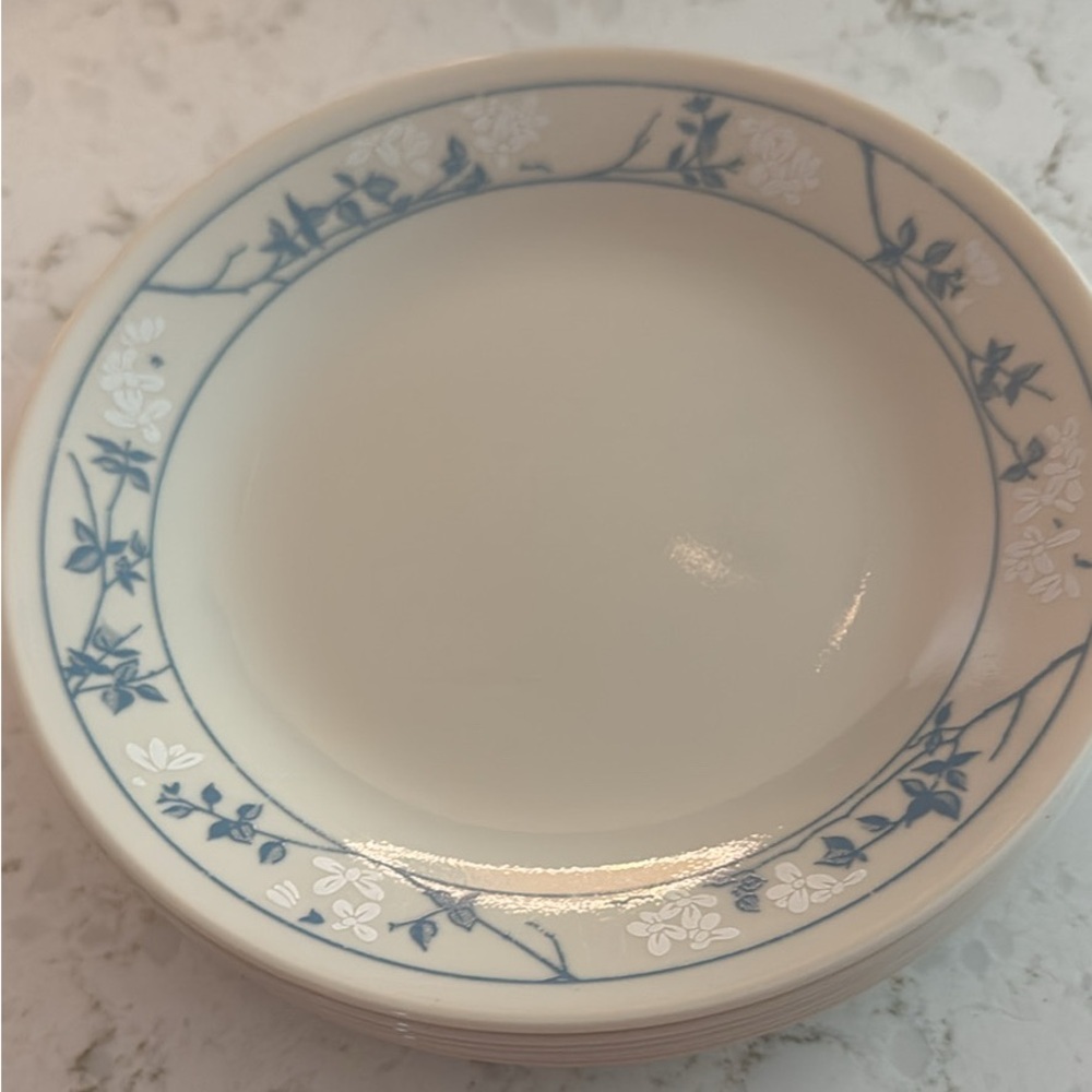 Beautiful vintage Floral Blue and Cream Dessert Plates
